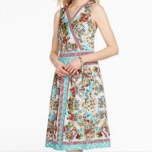Talbots Italian Villa Bistro Colorful Floral Sleeveless Flare Dress Size‎ 8